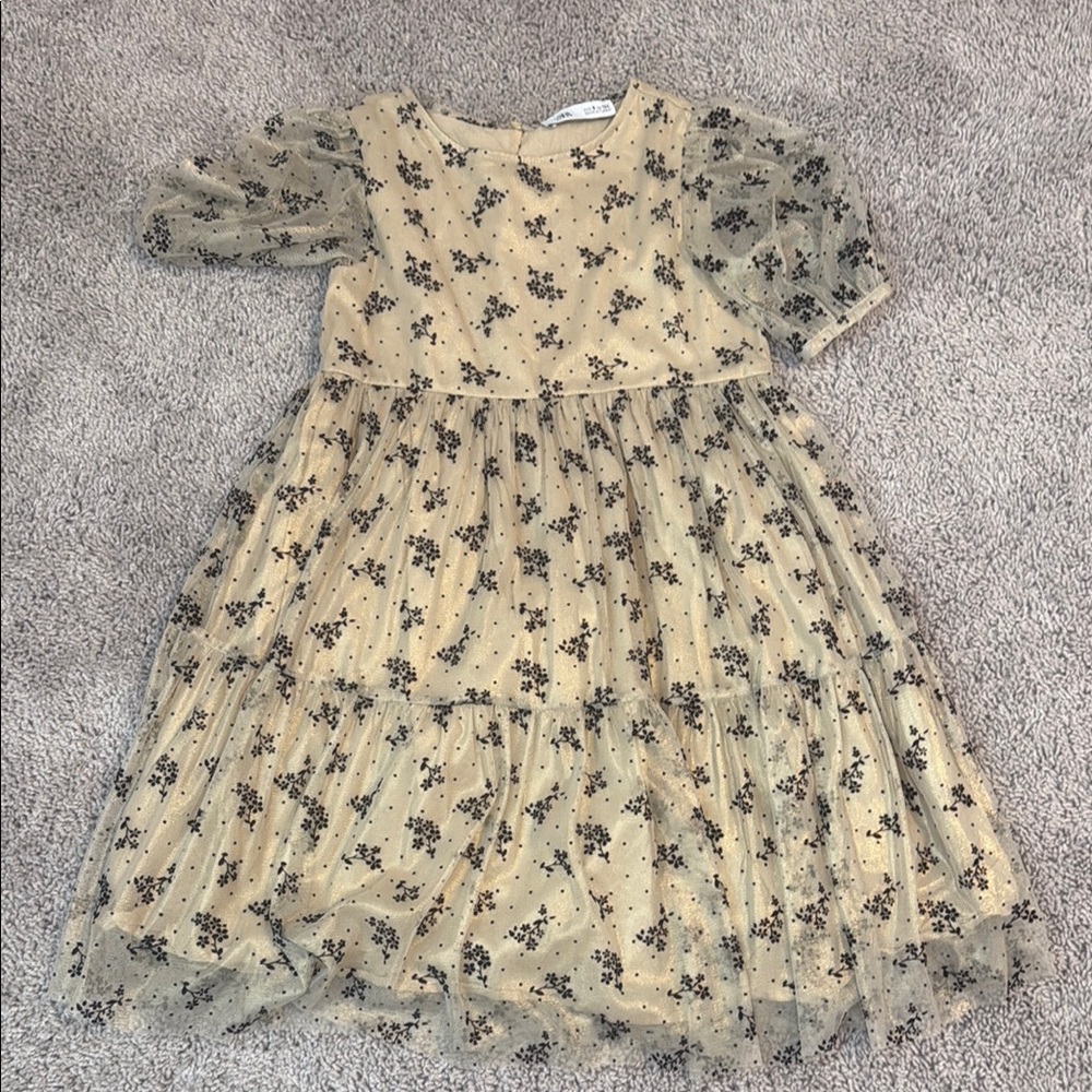 Zara Cream Smocked Puff Sleeve Sundress